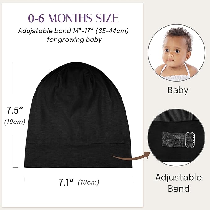 OLESILK Silk Baby Bonnet for 0-6 Months - 100% Mulberry Silk Toddler Hair Bonnet, Adjustable Night Cap for Sleeping