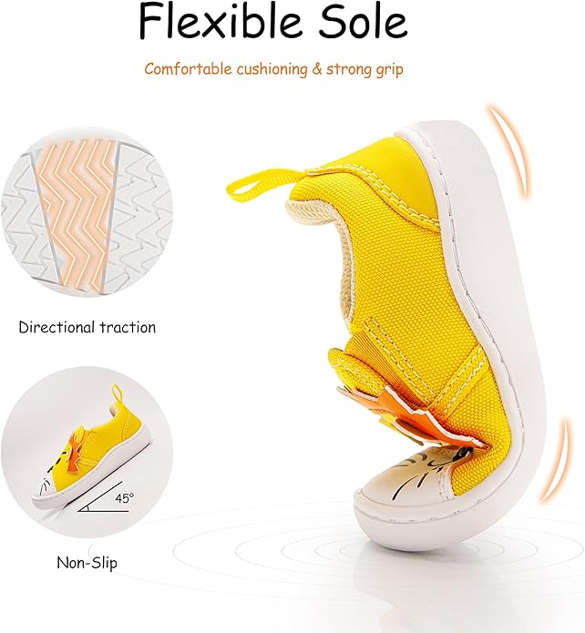 SKYWHEEL Toddler Slip On Shoes Wide Toe Box Barefoot Casual Canvas Walking Tennis Shoes for Boys Girls Cute Sneakers