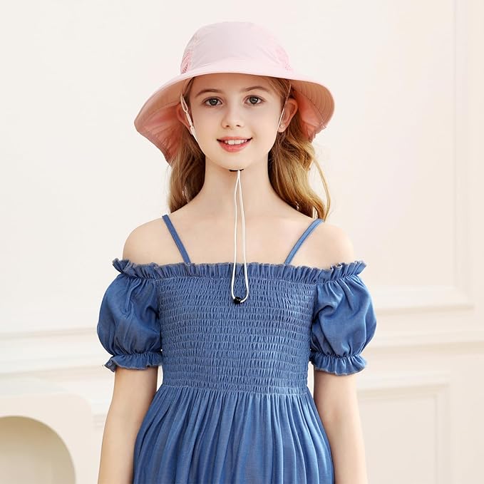 XIAOHAWANG Girls Sun Hat Baby Beach Hats Boys UPF 50+ Kids Summer Protection Cap Toddler Breathable Caps Wide Brim Neck Flap