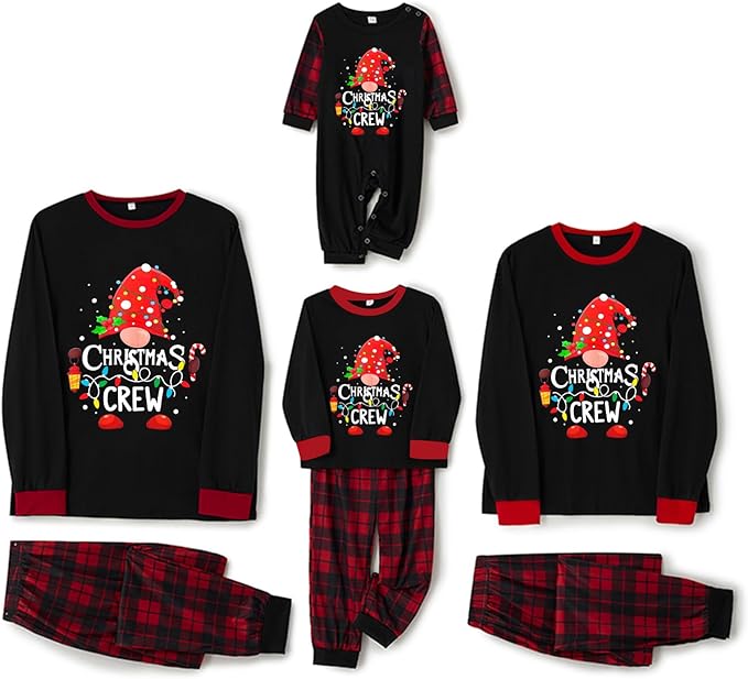 Awoscut Christmas Family Matching Pajamas Christmas Pjs Holiday Nightwear Sleepwear Sets Long Sleeve Pjs