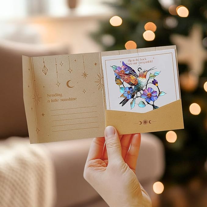 Colorful Hummingbird Acrylic Suncatcher Stained Glass Effect Window Car Hanging Christmas Ornament Indoor Outdoor Decor Garden Sun Catcher Panel for Bird Lover for Women Mom Grandma