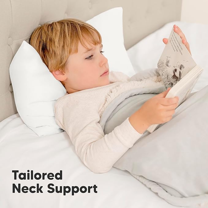 Toddler Pillow with Pillowcase - 13x18 My Little Dreamy Kids Travel Bed Pillows for Sleeping, Organic Cotton Small Pillowcase, Soft & Breathable, Machine Washable, Toddlers 2-5 Years Old (Soft White)