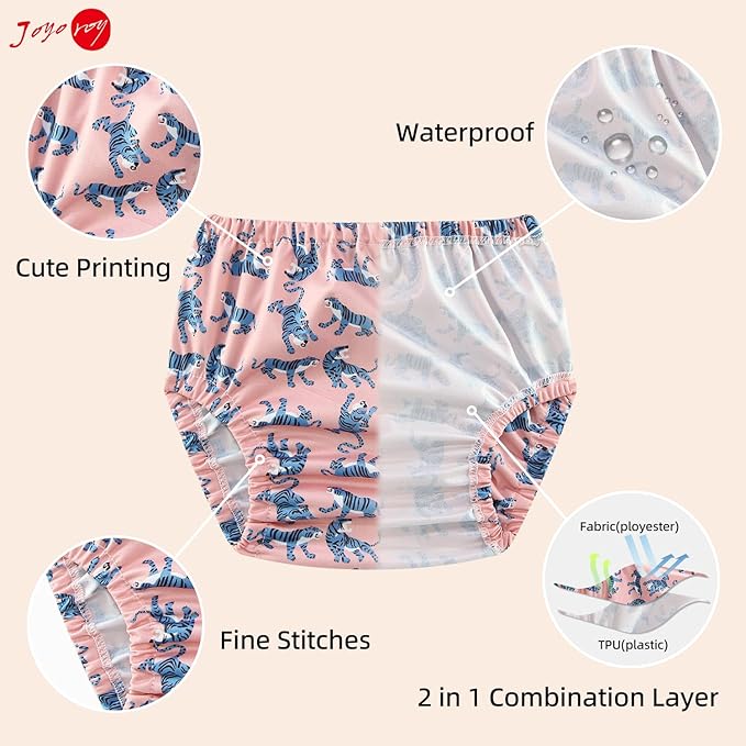 Joyo roy 6Pcs Waterproof Cloth Diaper Cover Reusable Plastic Training Pants for Toddlers Diaper Covers for Baby Girls Leak Proof Rubber Underwear for Potty Training Plastic Underwear for Toddlers 1T