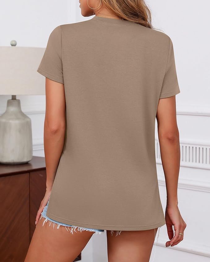 Ficerd 3 Pack Women's Maternity T Shirts, Short Sleeve Side Split Pregnancy Tops Casual Crew Neck Pregnant Tees Mama Clothes