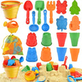 Beach Toys Set for Kids, Collapsible Sand Bucket and Shovels Set with Watering Can,Mesh Bag, Ice Cream &Animal Sand Molds,Travel Beach Toys for Toddler Boys Girls Age 3 4 5 6 7 8+