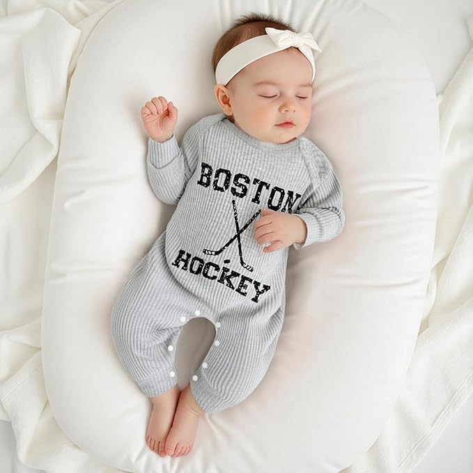 Fernvia Newborn Baby Boy Clothes Letters Print Bodysuit 3 6 9 12 18 Months Long Sleeve Jumpsuit with Hat 2PCS Outfits Set