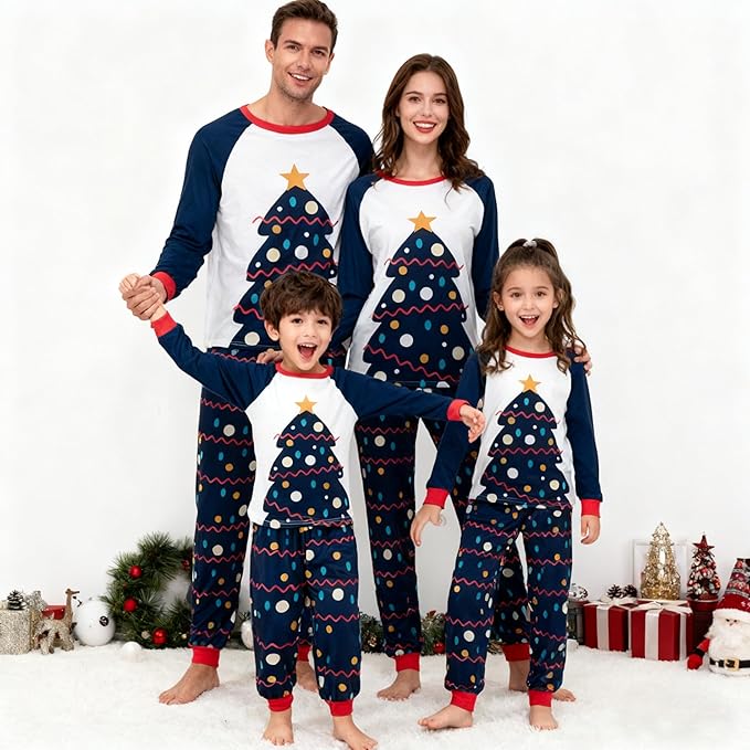 Awoscut Christmas Family Matching Pajamas Christmas Pjs Holiday Nightwear Sleepwear Sets Long Sleeve Pjs
