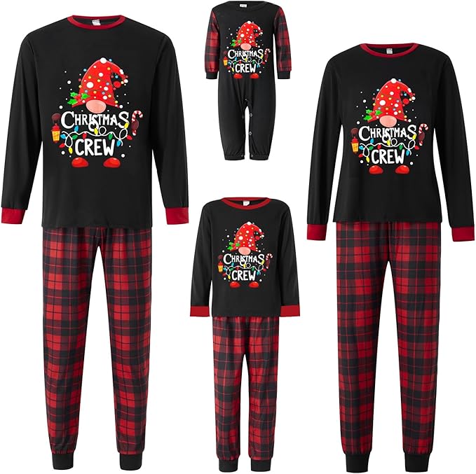 Awoscut Christmas Family Matching Pajamas Christmas Pjs Holiday Nightwear Sleepwear Sets Long Sleeve Pjs