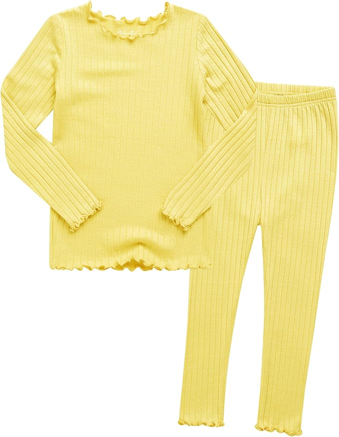 VAENAIT BABY 6M-12Y Infant Kids Toddler Junior Girls Soft Comfy Modal Tencel Shirring Sleepwear Pajamas 2pcs Set