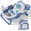 TPN Collapsible Baby Bathtub, Baby Bath Tub with Soft Cushion & Real-Time Thermometer, Baby Bathtub Infant to Toddler Tub (0-36 Months), Portable Travel Baby Tubs for Newborns (Blue)