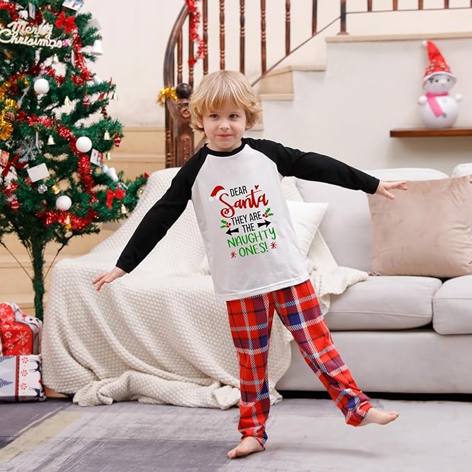 Awoscut Christmas Family Matching Pajamas Christmas Pjs Holiday Nightwear Sleepwear Sets Long Sleeve Pjs