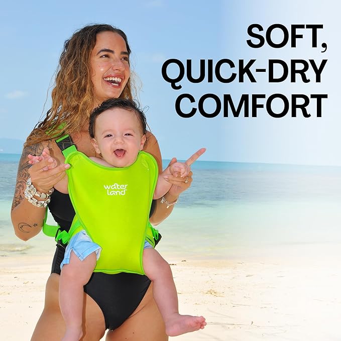 WaterLand Baby Carrier - Innovative Carrier You Can Use Both in Water & Land - Waterproof Infant Chest Holder with Adjustable Straps, Lightweight Toddler Harness for Pool & Beach (Yellow)