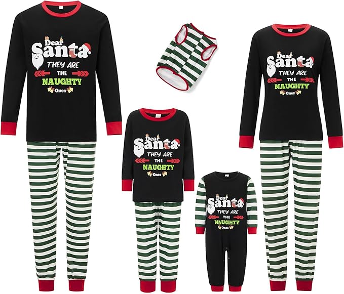 Awoscut Christmas Family Matching Pajamas Christmas Pjs Holiday Nightwear Sleepwear Sets Long Sleeve Pjs