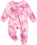 Jimonda Baby Girls Boys Footless Pajamas,Rayon From Bamboo Pjs 2 Way Zipper Long Sleeve Soft Sleeper,Infant Tie-dye Romper