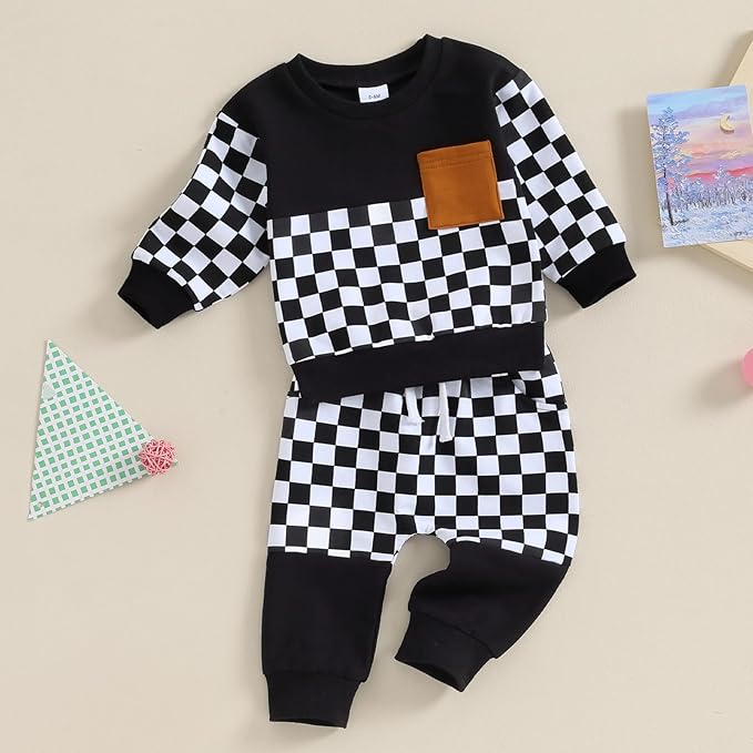 Fernvia Toddler Baby Girl Clothes 3 6 9 12 18 24 Months Fall Outfits Solid Long Sleeve Sweatshirt Tops + Pants Set