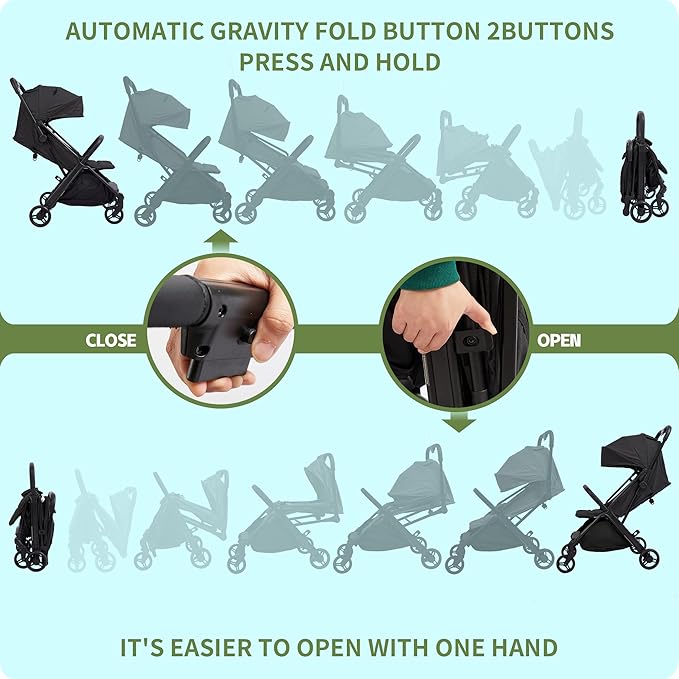 COOL KIDS Baby Stroller， Umbrella Stroller with Automatic Fold,Baby Strollers with Pop Out Sun Canopy,Baby Airplane Travel Essentials(Black)