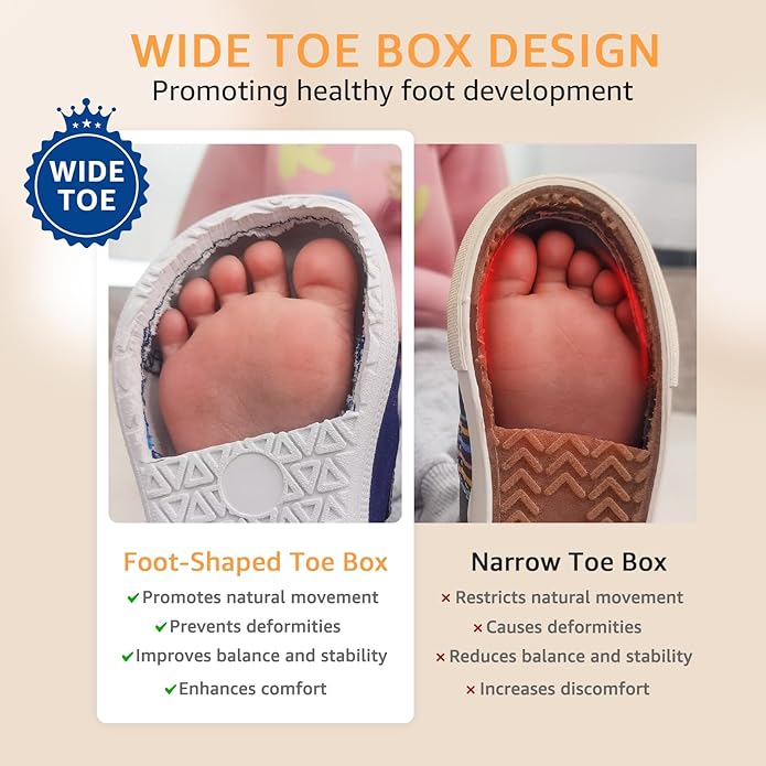 Toddler Wide Toe Box Barefoot Shoes Boys Girls Sneakers Kids Tennis Shoes Preschool Non Slip Lightweight Comfortable First Walking Shoes Running Outdoor Activities