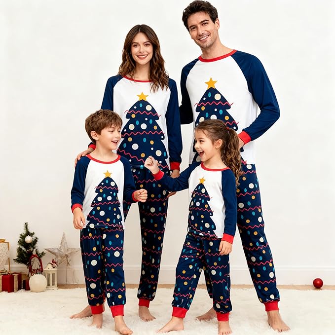 Awoscut Christmas Family Matching Pajamas Christmas Pjs Holiday Nightwear Sleepwear Sets Long Sleeve Pjs