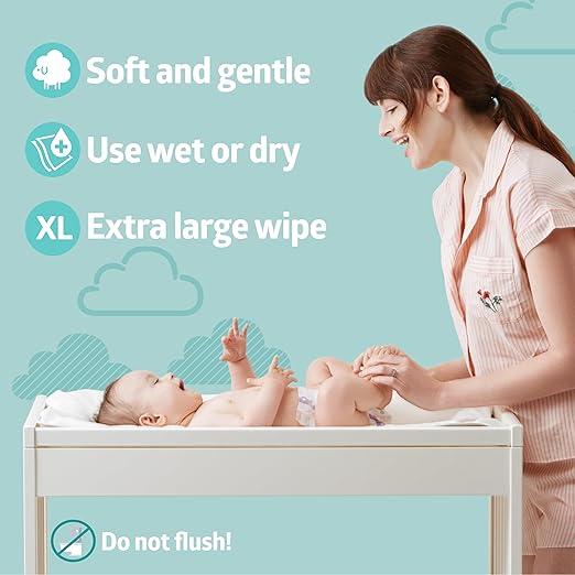 Medline Ultrasoft Disposable Dry Cleansing Cloths, Fragrance-Free, 10 x 13 inches, 50 per Bag, One Bag