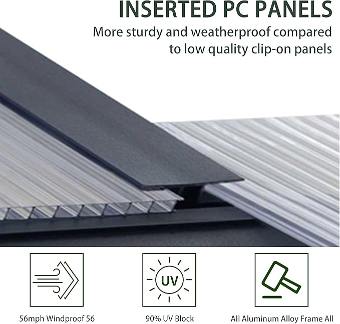 Greenhouses for Outdoors, 8x14.2 FT Polycarbonate Greenhouses with Adjustable Roof Vent, Aluminum Frame Green Houses for Garden with Sliding Doors, Windproof (8x14.2FT)