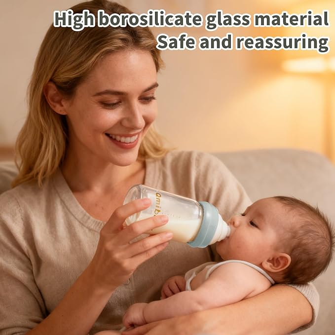 Breast Milk Storage Bottles 180ml 6oz BPA-Free Leak-Proof Baby Bottle for Breastmilk Storage Wide Neck Bottles with Screw Ring Sealing Disk Breastfeeding (Grey, 180ml-6Packs)