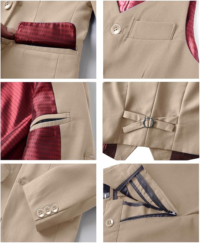 Boys Suit for Kids Tuxedo Suits for Wedding Formal Suit Set Toddler Boy Dress Outfit with Shirt and Tie