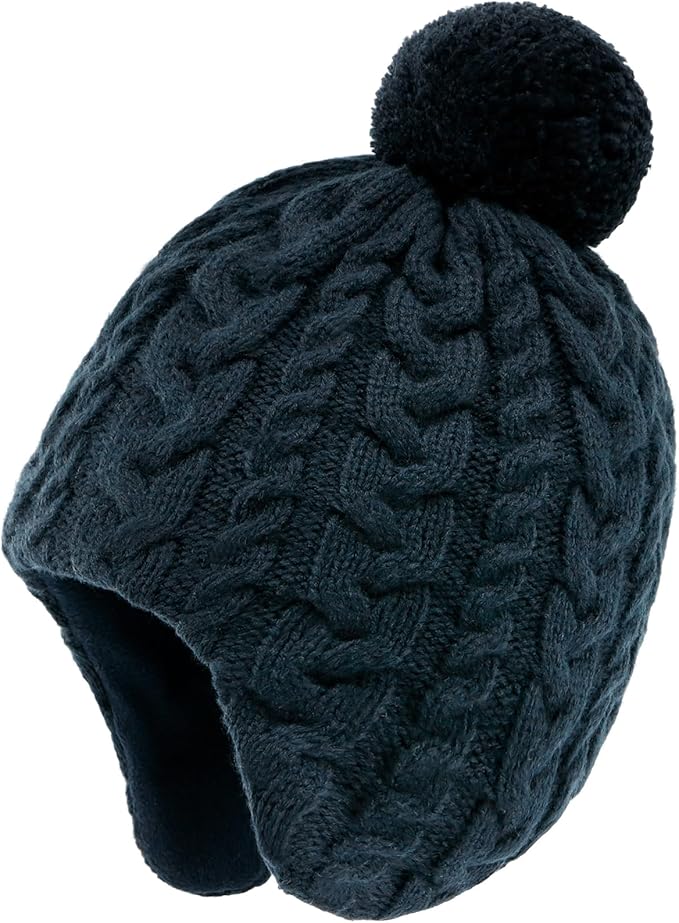 Duoyeree Kids Beanie Hat for Boys Girls Pom-pom Kint Hats Cozy Lining Winter Skull Cap