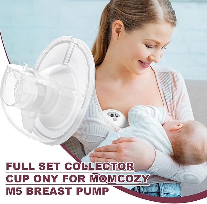 Two Complete Sets Compatible with Momcozy M5 Breast Pump Replacement Parts, 24mm Collection Cup and 15/17/19/21mm 8pcs Flange Size Kit for M5 only, not Other Models