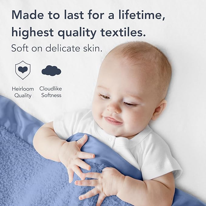 Little Giraffe Chenille Baby Blanket – 29x35” Soft Chenille with Satin Trim, Cornflower | Ultra-Soft, Gentle & Safe, Lightweight & Breathable for Newborns & Toddlers