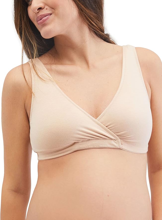 Motherhood Maternity Womens Soft Cotton Spandex Wrap Front Maternity & Nursing Sleep Bralette Bra S-3x