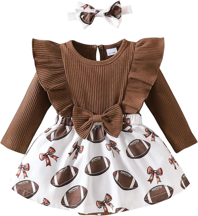 Chichoo Baby Girl Clothes Infant Fall Winter Outfits Newborn Long Sleeve Romper Dress Ruffle Bodysuit With Headband