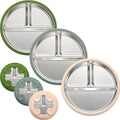 3Pack Sainless Steel Kids Plates with Suction, 8.1” Divided Toddler Baby Plates with Removable Silicone Sleeves BPA Free Non-Slip 2-in-1 Anti Breakage Metal Toddler Bowls