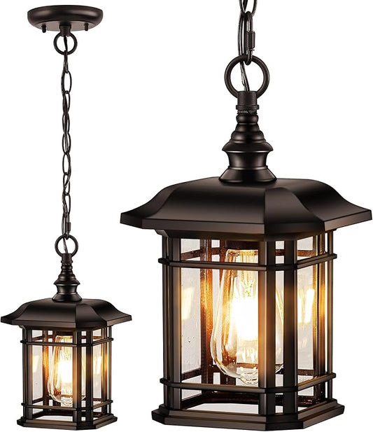 VIANIS Outdoor Pendant Light, Brown Outdoor Chandelier Sconce, Oil Rubbed Bronze Porch Lights Ceiling, Waterproof Hanging Lights for House, Patio, Garden, Anti-Rust, 100% Aluminum