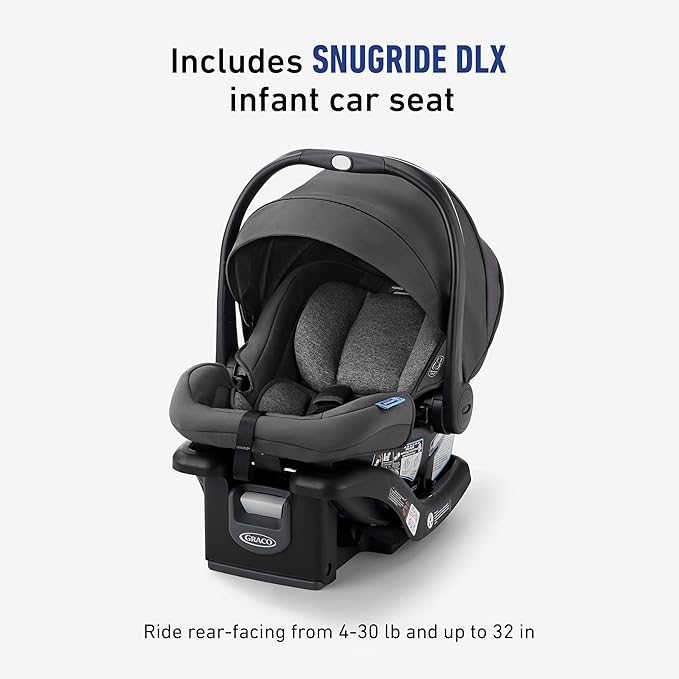 Graco Modes Nest Travel System, 3-in1 Modular Carseat Stroller Combo, Adjustable Slide2Me Infant Car Seat Carrier to Toddler Stroller, Includes the SnugRide DLX Infant Car Seat, Norah