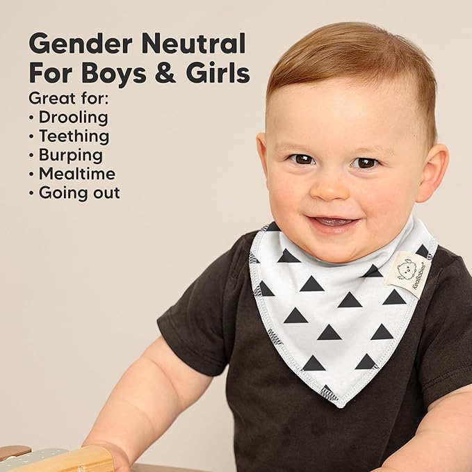 8-Pack Organic Baby Bandana Bibs for Boys, Girls - Super Absorbent Triangle Baby Bibs for Drooling and Teething Infant, 100% Cotton Extra Soft for Newborn, Infant 0-36 Months (Crossroads)