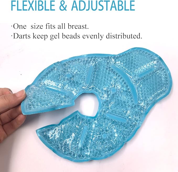 Reusable Breast Ice Packs, Breast Therapy Pack, Breastfeeding Essentials, for Breastfeeding Relief, Engorgement, Swelling Augmentation, Mastitis, Mastectomy Recovery, 2 Pack (Blue)