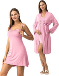 SUNNYBUY Women's Nursing Nightgown Maternity Robe Set, 3 in 1 Labor Delivery Breastfeeding Dress Postpartum Sleepwear