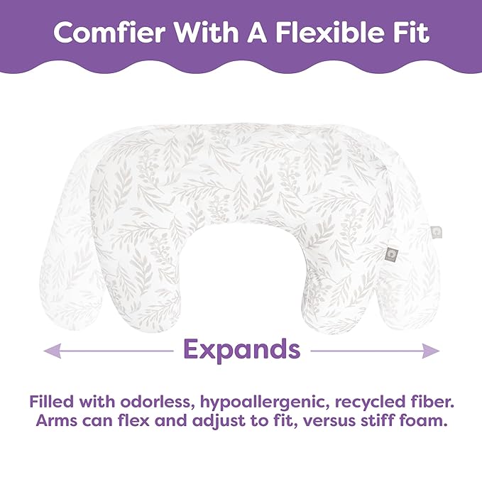 Boppy Nursing Pillow - Ergonomic Bottle & Breastfeeding Pillow with High, Firm, Large Area, Water-Repellent Cushion with Washable Cover; Baby Safety Alliance Verified - Cream Retro Squiggles