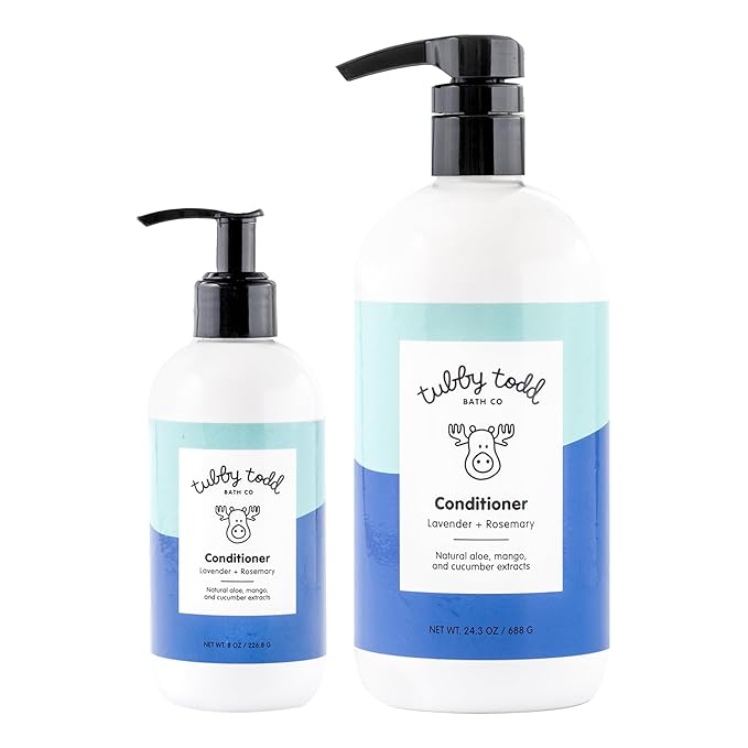 TUBBY TODD Hair Conditioner for Kids & Babies - Nourishing Frizz Control & Detangler - Lightweight, Sweet-Scented Formula - Great for All Ages - 2 Pack - Lavender Rosemary