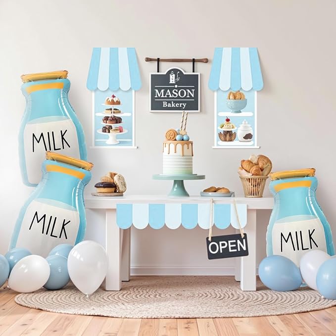 Large Milk Bottle Balloons Baby Bottle Decor for Milk and Cookies Birthday Decorations Baby Milk Theme Party Supplies 3 Pack