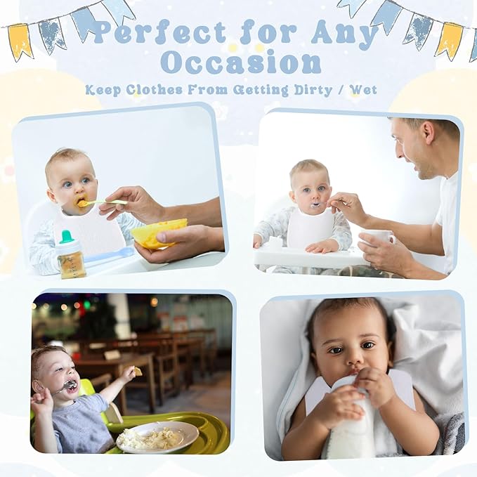 Toulite 80 Pcs White Bibs for Baby Washable Reusable Waterproof Cotton Feeder Bibs with Double Sided Design for Baby Shower Activity and Gifts