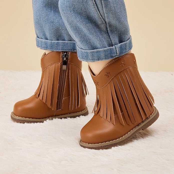 BMCiTYBM Baby Cowboy Cowgirl Boots Infant Western Shoes Boys Girls Round Toe Boots All Seasons 6-24 Months