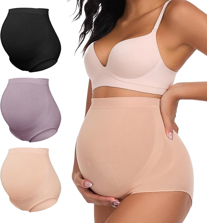 Summer Mae Maternity Underwear Soft Breathable High-Waist Pregnancy Seamless Over Bump Panties for Women