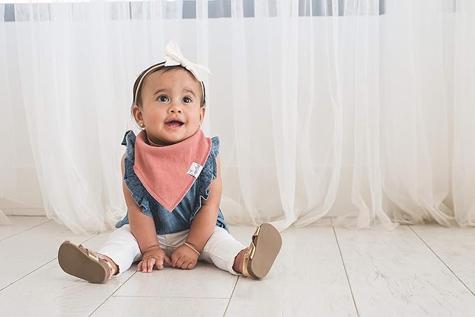 Copper Pearl 4 Pack Soft Cotton Baby Bibs for Drooling and Teething, Absorbent Drool Bibs for Baby Girl and Boy, Adjustable to Fit Newborns to Toddlers, Tons of Styles (Jade)