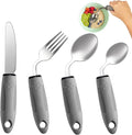 4-Piece Adaptive Utensils Set - 42° Angled Parkinsons Utensils, 2.5 oz Weighted Utensils for Tremors and Parkinsons Patients, Easy Grip Weighted Silverware for Hand Tremors (Left-Handed)