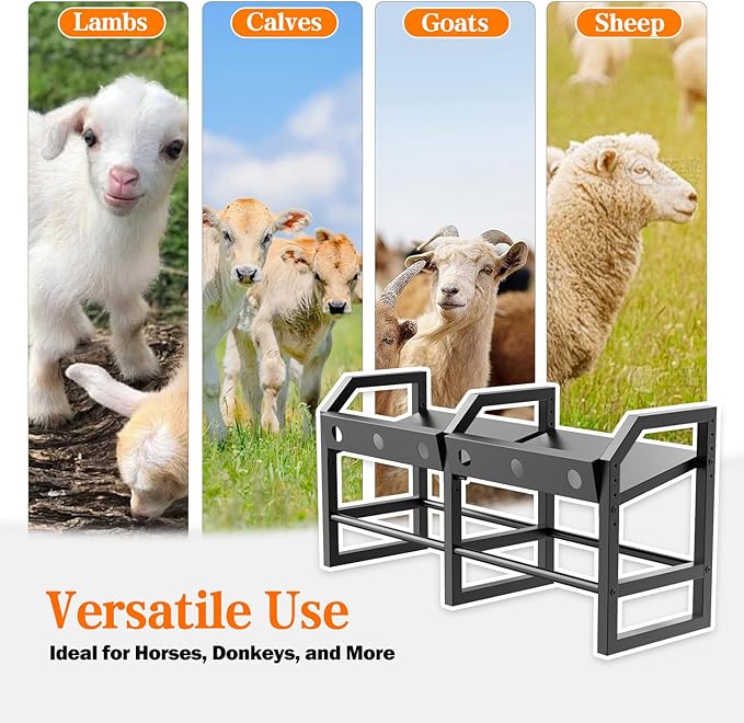 Portable Bottle Rack, Calf Bottle Holder, Free Standing Bottle Feeder Rack, 6 Feeding Ports Feed Baby Goat Sheep Lamb Puppy (Bottle NOT Included)