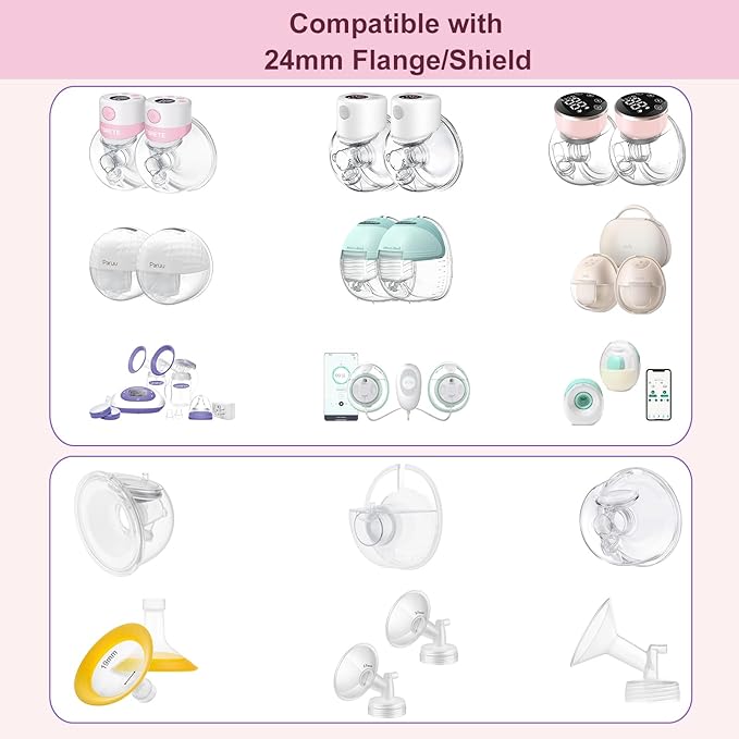 2pcs Flange Inserts 13mm for 9mm-11mm Nipple Size,Fits for Momcozy S12 Pro/S9 Pro/M5,S9/S12/S19/S21/S23,Elvie,Willow,lansinoh,Medela,Spectra,TSRETE,kmaier,MomMed Breastpump 24mm Flange,Down to 13mm