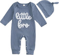 Fernvia Newborn Baby Boy Clothes Letters Print Bodysuit 3 6 9 12 18 Months Long Sleeve Jumpsuit with Hat 2PCS Outfits Set