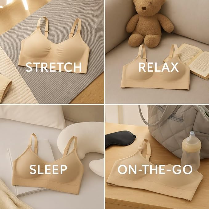 iloveSIA Nursing Bras for Mom Breastfeeding, Seamless Supportive Sleep Bra for Maternity Postpartum S-2XL 3Pack