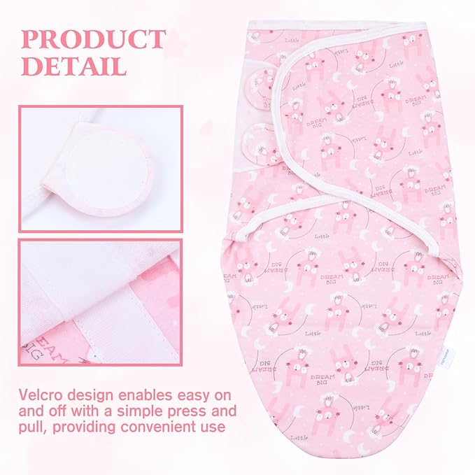 Cinaci 2 Pieces Adjustable Soft Cotton Baby Swaddle Sleep Sacks Hats Newborn Nursery Caps Beanies Bonnets Swaddle Blanket Wraps for Baby Girls Boys Infants Newborns (2PCS S3)